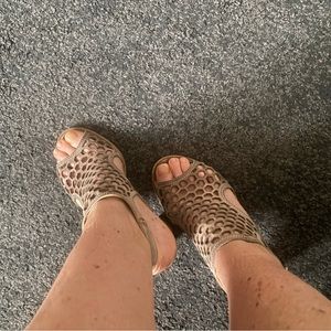 Italian leather 3.5 inches heel sandals